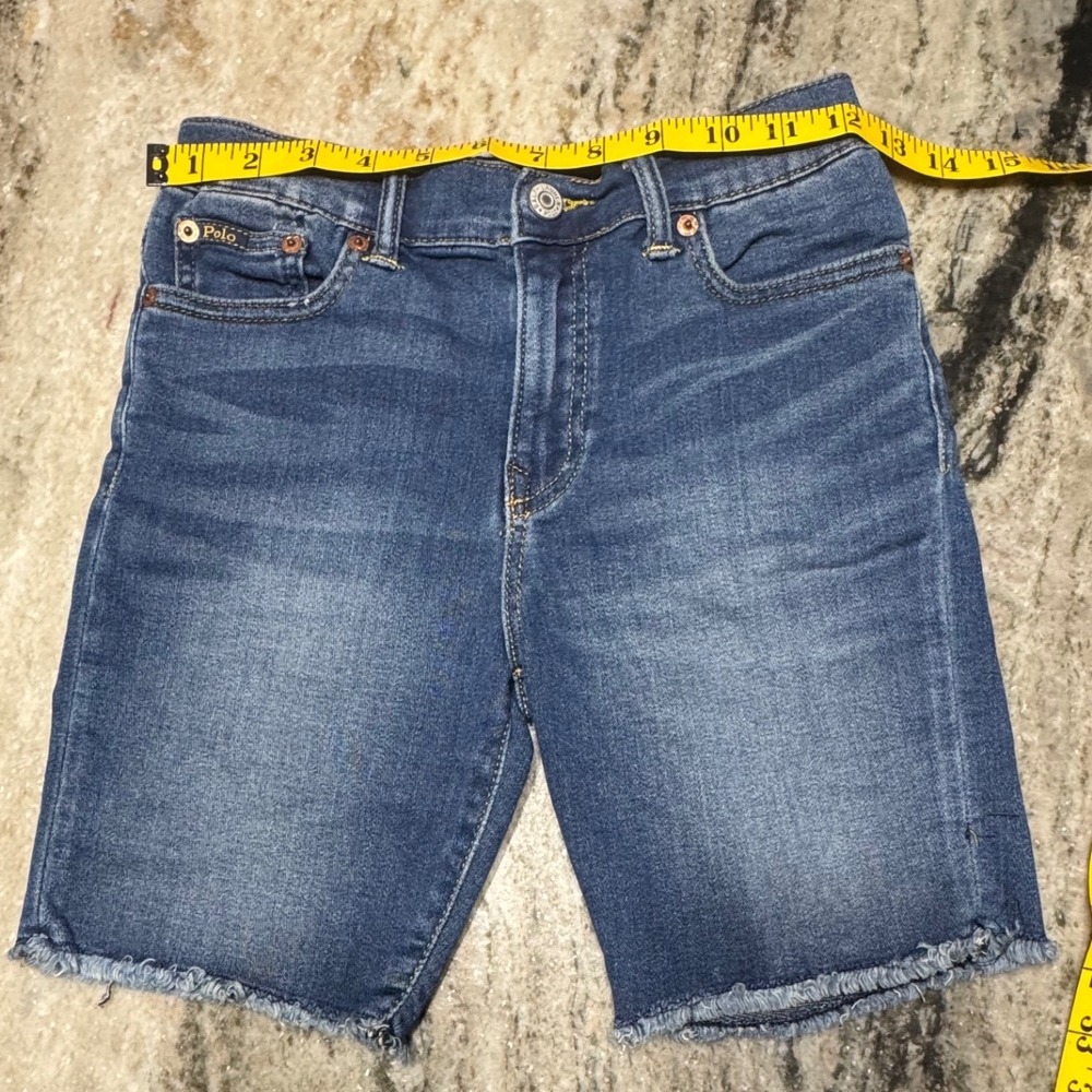 Polo Ralph Lauren Denim Shorts Kids Size 12 Blue Raw Hem Classic Preppy Casual - Picture 3 of 14
